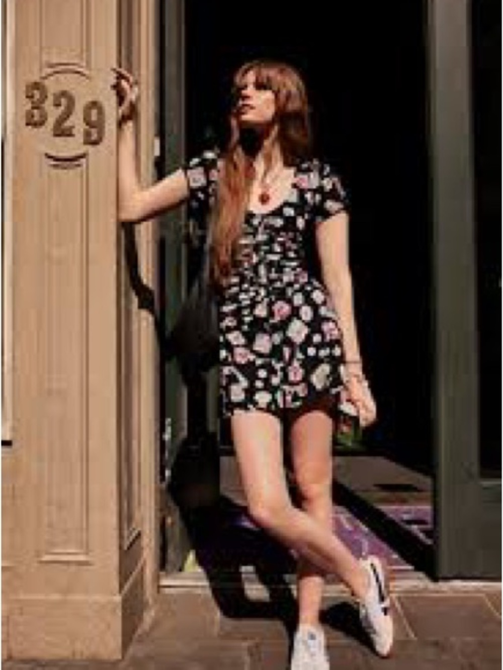 Free People Oakley Mini Dress in a black combo colorway Sz XS